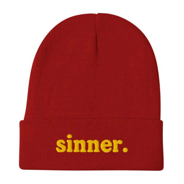 Sinner - recovery - repentance - humor - Embroidered Beanie - Image 3